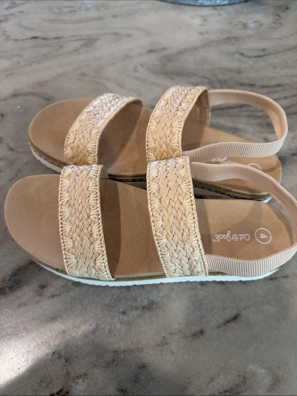 Cat & Jack Beige Braided Strap Girls Sandals